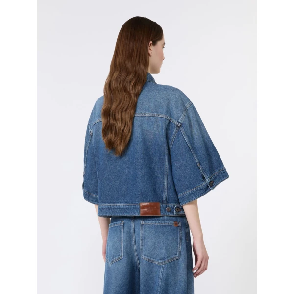 Max Mara Liuti Cotton Denim Jacket in Navy | Denim | Coveti