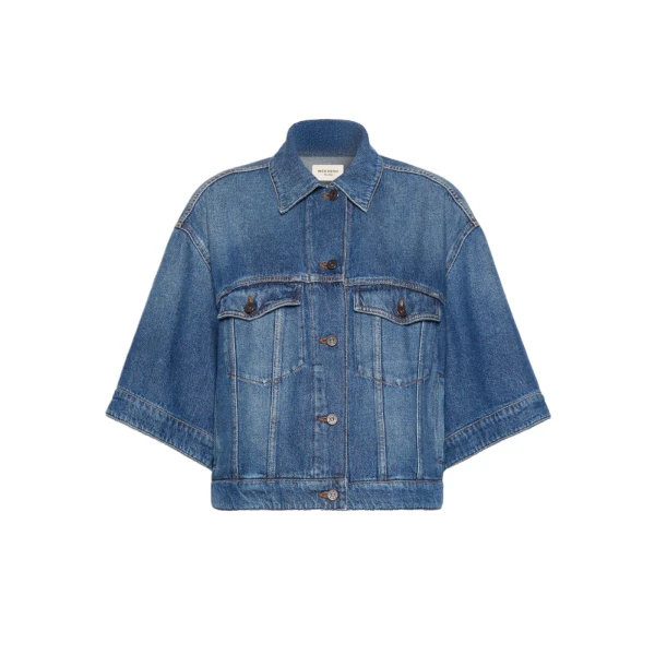 Max Mara Liuti Cotton Denim Jacket in Navy | Denim | Coveti
