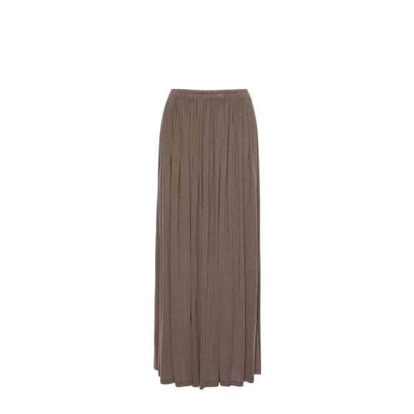 Livrea Long Pleated Jersey Skirt in Mud