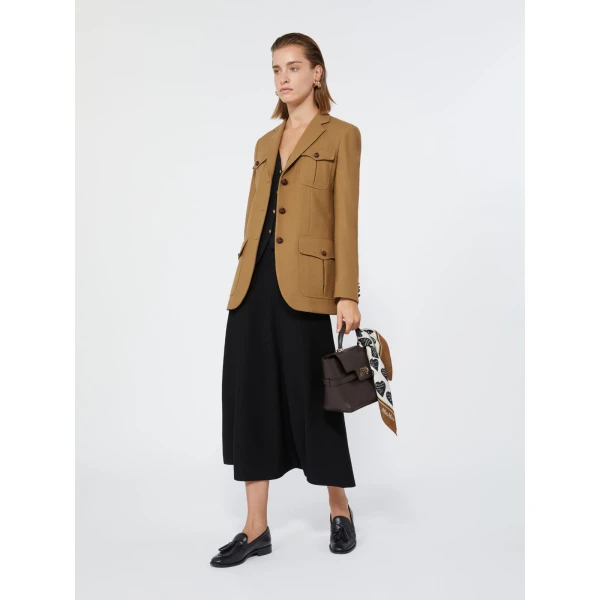 Max Mara Locusta Slub Wool Canvas Saharan Jacket in Camel | Blazers | Coveti