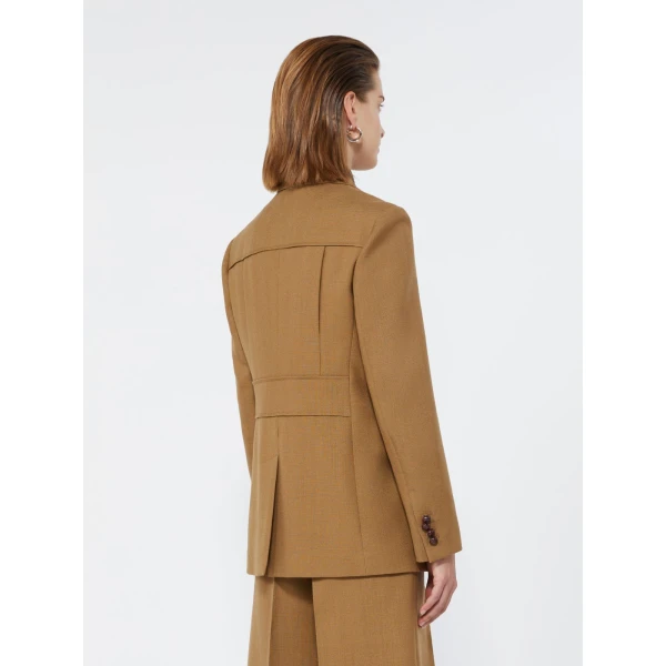 Max Mara Locusta Slub Wool Canvas Saharan Jacket in Camel | Blazers | Coveti