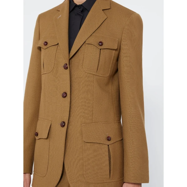 Max Mara Locusta Slub Wool Canvas Saharan Jacket in Camel | Blazers | Coveti