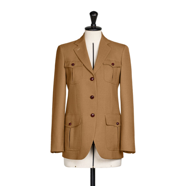 Max Mara Locusta Slub Wool Canvas Saharan Jacket in Camel | Blazers | Coveti