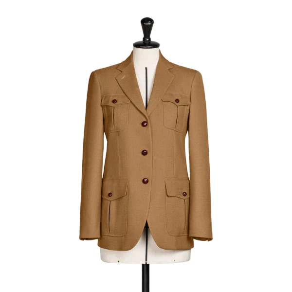 Max Mara Locusta Slub Wool Canvas Saharan Jacket in Camel | Blazers | Coveti
