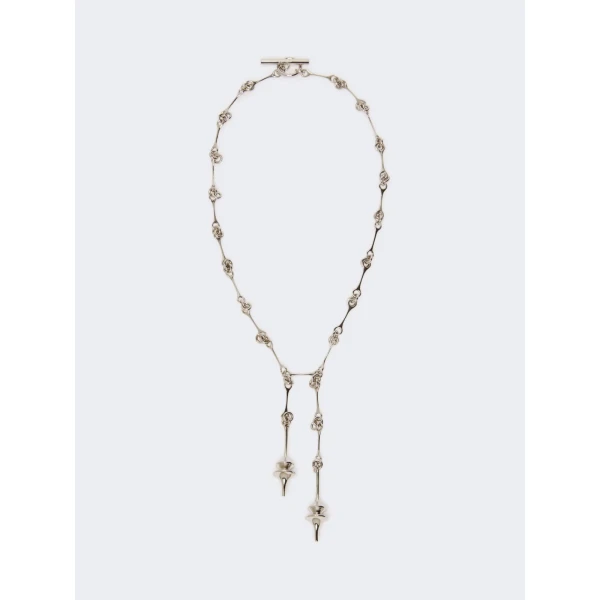 Max Mara Long Double Pendant Necklace in Silver | Necklace | Coveti