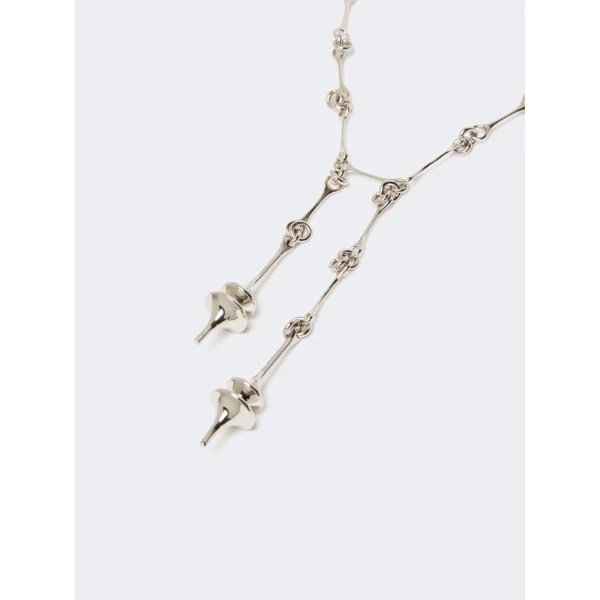 Max Mara Long Double Pendant Necklace in Silver | Necklace | Coveti