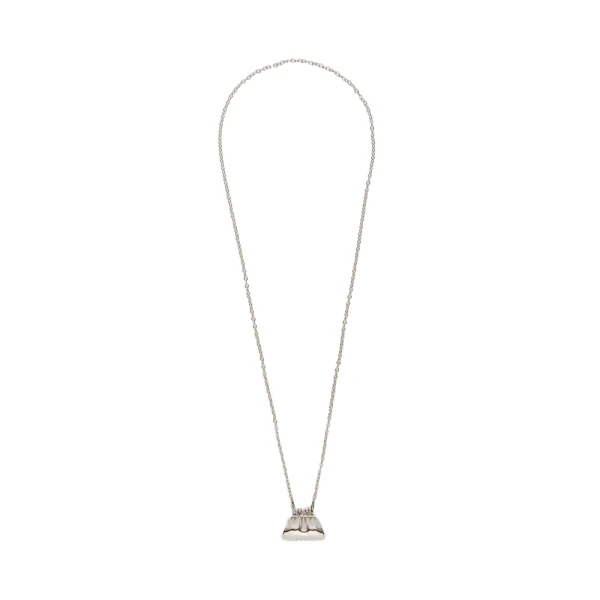 Max Mara Long Necklace with Large Pasticcino Bag Charm in Silver | Women | Coveti