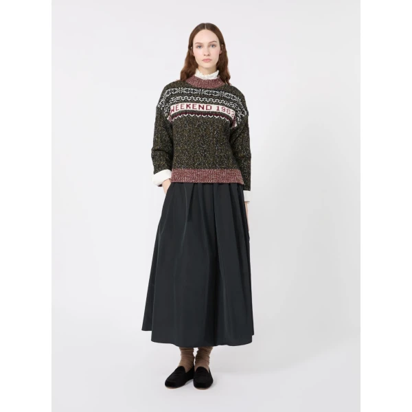 Max Mara Long Taffeta Skirt in Black | Maxi Skirts | Coveti
