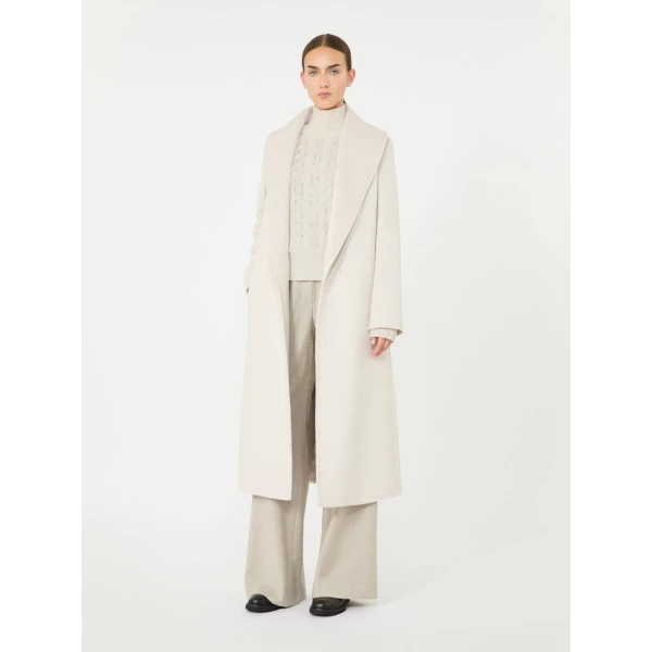 Max Mara Loriana Wool Wrap Coat in Beige | Wool Coat | Coveti