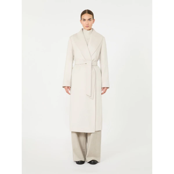 Max Mara Loriana Wool Wrap Coat in Beige | Wool Coat | Coveti