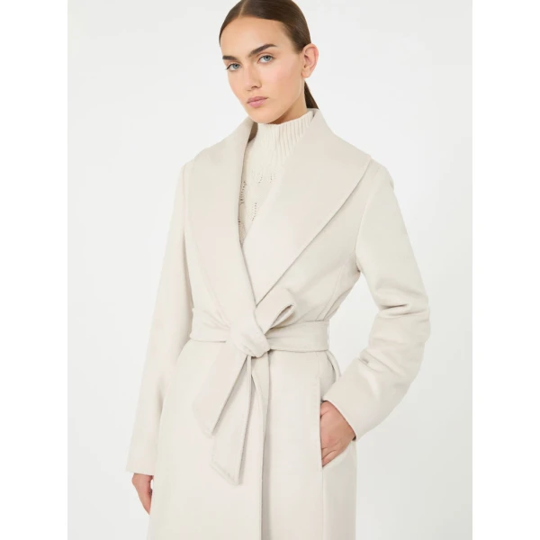 Max Mara Loriana Wool Wrap Coat in Beige | Wool Coat | Coveti