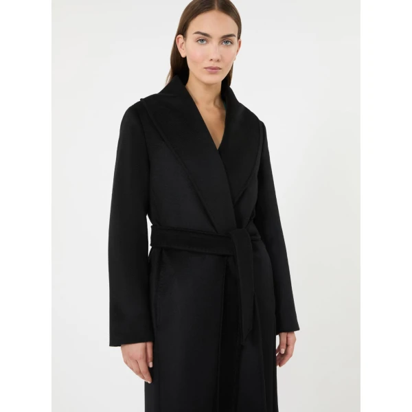 Max Mara Loriana Wool Wrap Coat in Black | Wool Coat | Coveti
