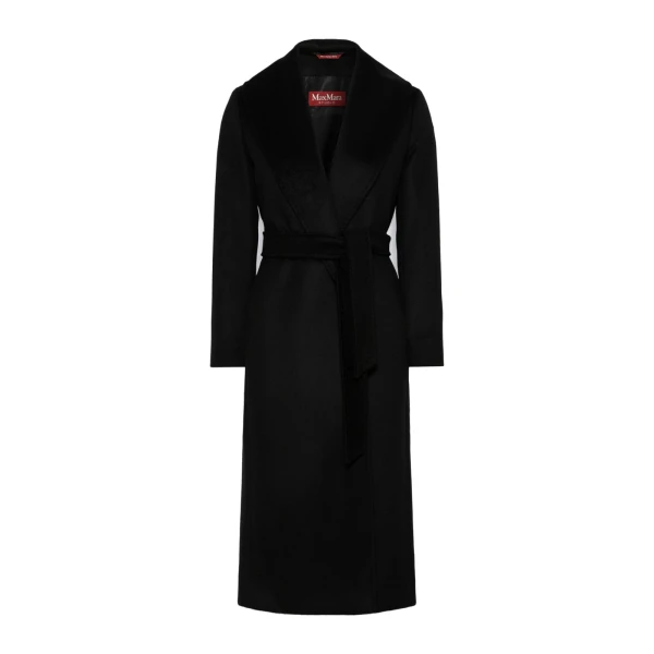 Max Mara Loriana Wool Wrap Coat in Black | Wool Coat | Coveti
