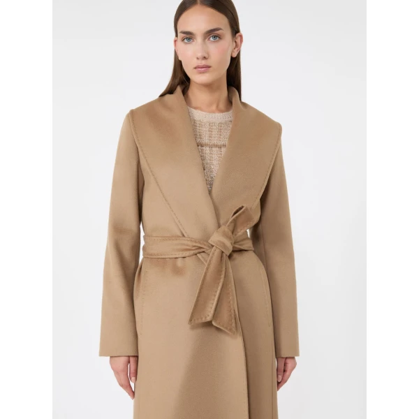 Max Mara Loriana Wool Wrap Coat in Camel | Wool Coat | Coveti