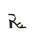Max Mara Low-Sheen Leather Sandals in Black | Sandals | Coveti