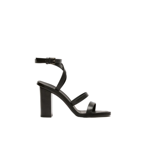Low-Sheen Leather Sandals in Black