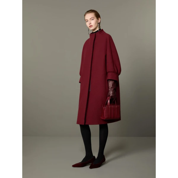Max Mara Macina Cashmere Cocoon Coat in Bordeaux | Wool Coat | Coveti
