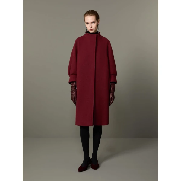 Max Mara Macina Cashmere Cocoon Coat in Bordeaux | Wool Coat | Coveti