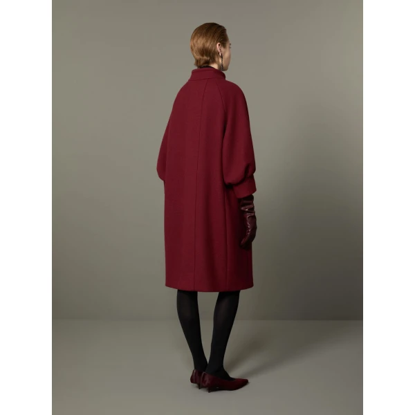 Max Mara Macina Cashmere Cocoon Coat in Bordeaux | Wool Coat | Coveti