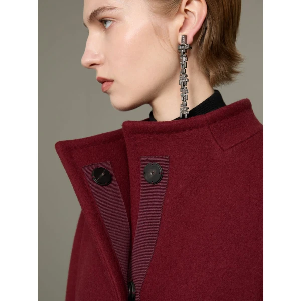 Max Mara Macina Cashmere Cocoon Coat in Bordeaux | Wool Coat | Coveti