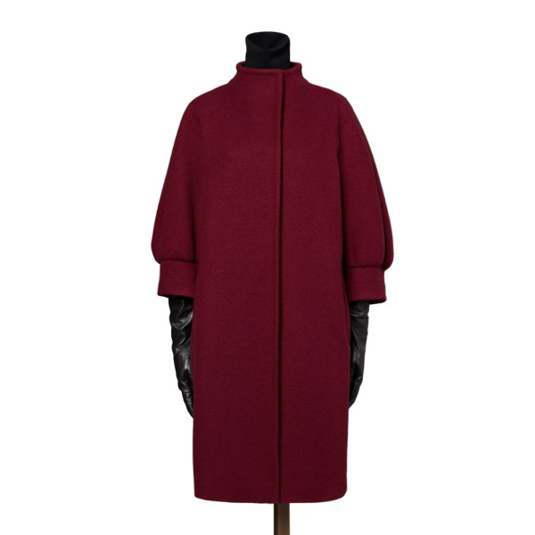 Max Mara Macina Cashmere Cocoon Coat in Bordeaux | Wool Coat | Coveti