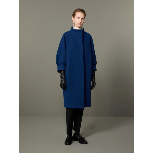 Max Mara Macina Cashmere Cocoon Coat in Cornflower Blue | Wool Coat | Coveti