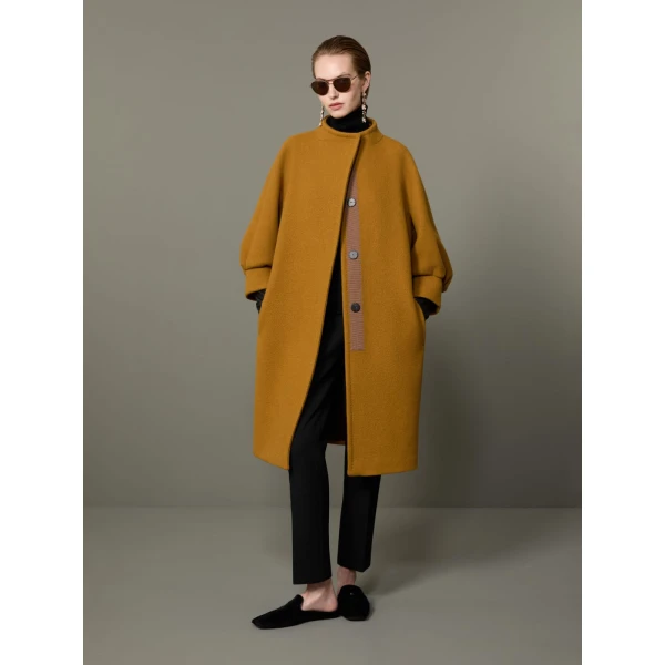 Max Mara Macina Cashmere Cocoon Coat in Mustard | Wool Coat | Coveti
