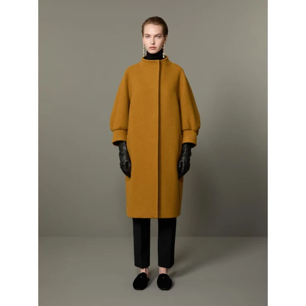Max Mara Macina Cashmere Cocoon Coat in Mustard | Wool Coat | Coveti