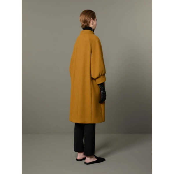 Max Mara Macina Cashmere Cocoon Coat in Mustard | Wool Coat | Coveti