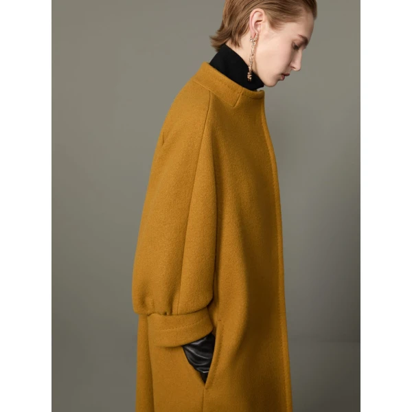 Max Mara Macina Cashmere Cocoon Coat in Mustard | Wool Coat | Coveti