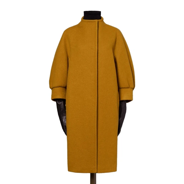 Max Mara Macina Cashmere Cocoon Coat in Mustard | Wool Coat | Coveti