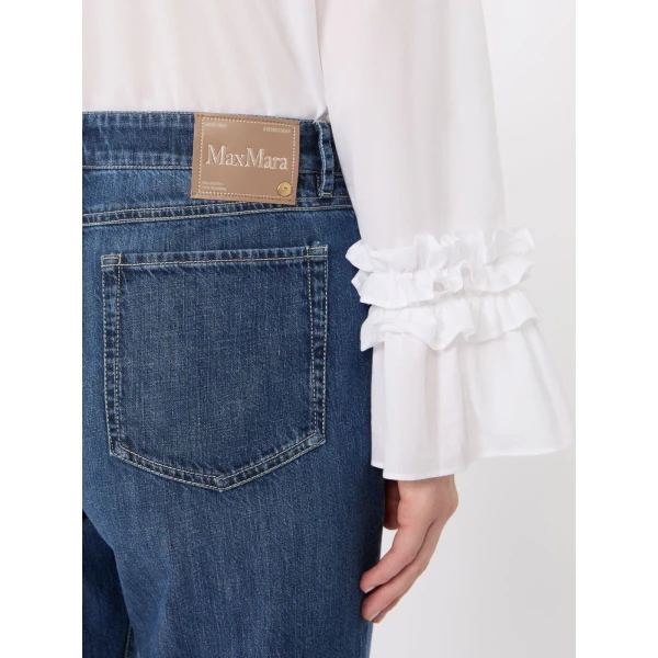 Max Mara Macro Slim-Fit Cotton Denim Jeans in China Blue | Denim | Coveti