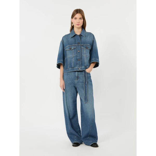 Max Mara Madia Wide-Fit Cotton Denim Jeans in Navy | Denim | Coveti