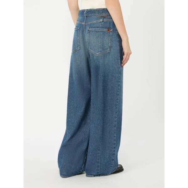 Max Mara Madia Wide-Fit Cotton Denim Jeans in Navy | Denim | Coveti