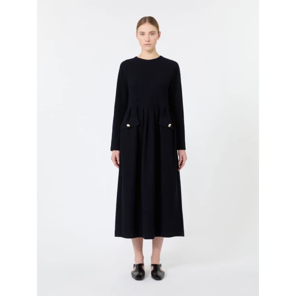 Max Mara Magia Boucle-Look Jersey Maxi Dress in Ultramarine | Maxi Dresses | Coveti