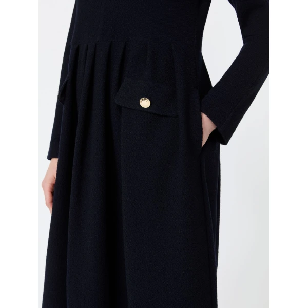 Max Mara Magia Boucle-Look Jersey Maxi Dress in Ultramarine | Maxi Dresses | Coveti
