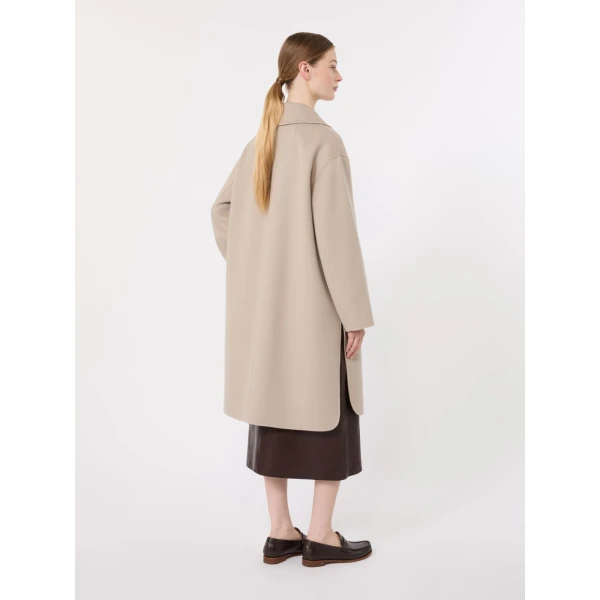 Max Mara Magnolia Double-Breasted Wool Midi Coat in Beige | Wool Coat | Coveti