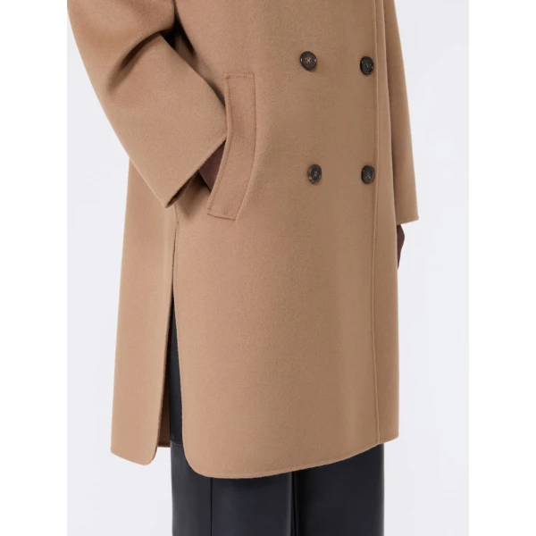 Max Mara Magnolia Double-Breasted Wool Midi Coat in Camel | Wool Coat | Coveti
