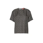 Max Mara Mambo Printed Silk T-Shirt Blouse in Black and White | Blouse | Coveti