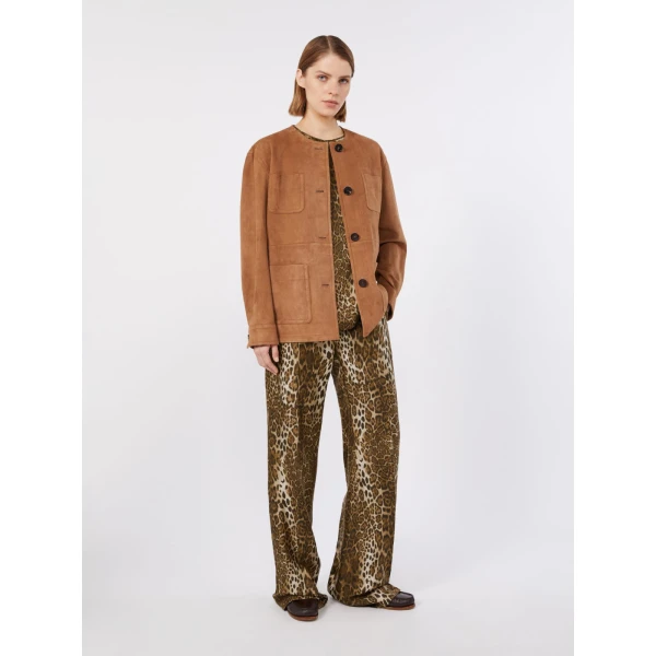 Max Mara Mambo Printed Silk T-Shirt Blouse in Brown | Blouse | Coveti