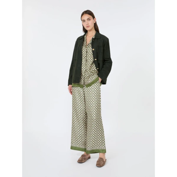 Max Mara Mambo Printed Silk Twill Shirt in Khaki | Shirts | Coveti