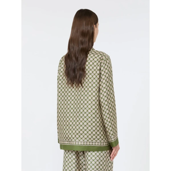 Max Mara Mambo Printed Silk Twill Shirt in Khaki | Shirts | Coveti