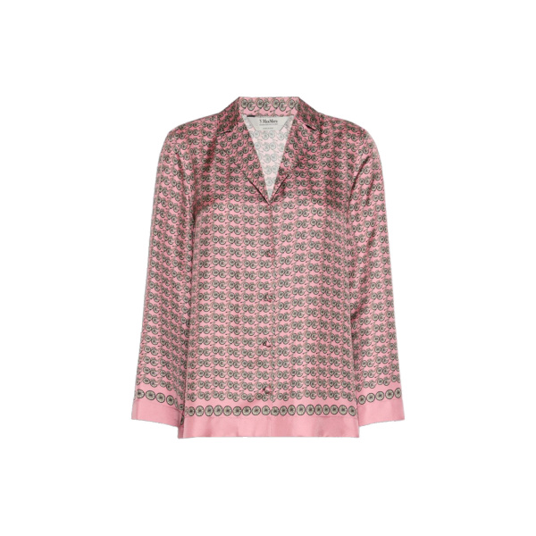Mambo Printed Silk Twill Shirt in Pink