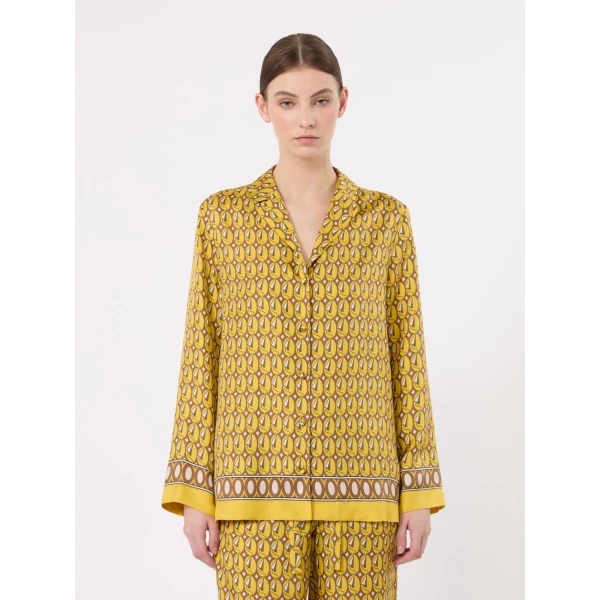 Max Mara Mambo Printed Silk Twill Shirt in Yellow | Shirts | Coveti