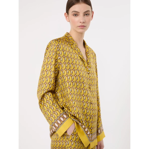 Max Mara Mambo Printed Silk Twill Shirt in Yellow | Shirts | Coveti