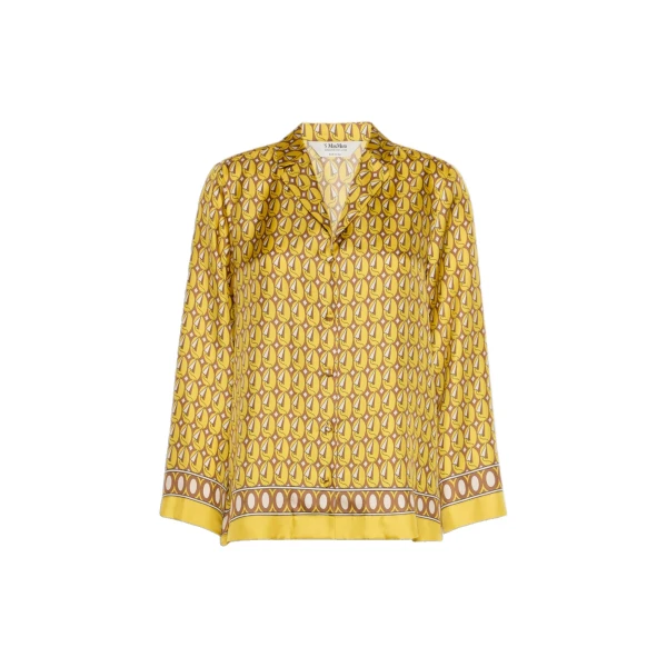 Max Mara Mambo Printed Silk Twill Shirt in Yellow | Shirts | Coveti