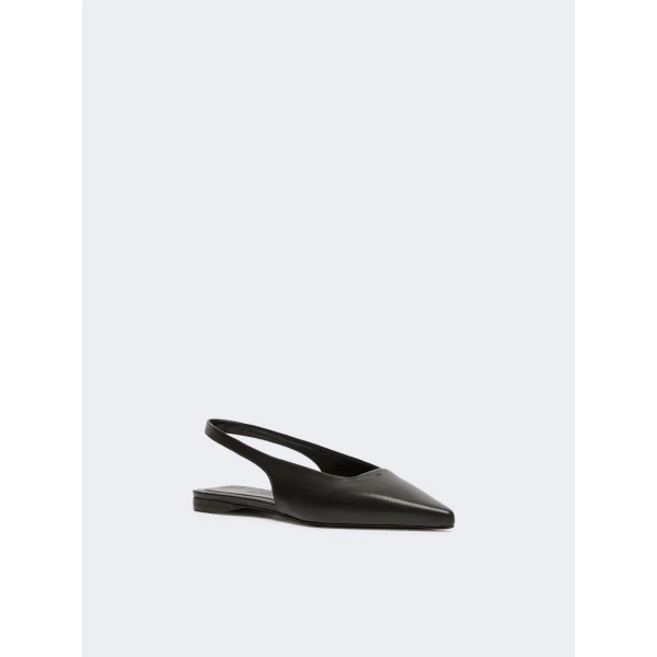 Max Mara Manna Nappa Leather Flat Slingbacks in Black | Flats | Coveti