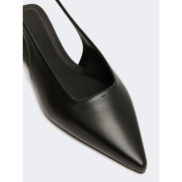Max Mara Manna Nappa Leather Flat Slingbacks in Black | Flats | Coveti