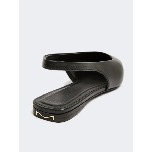 Max Mara Manna Nappa Leather Flat Slingbacks in Black | Flats | Coveti