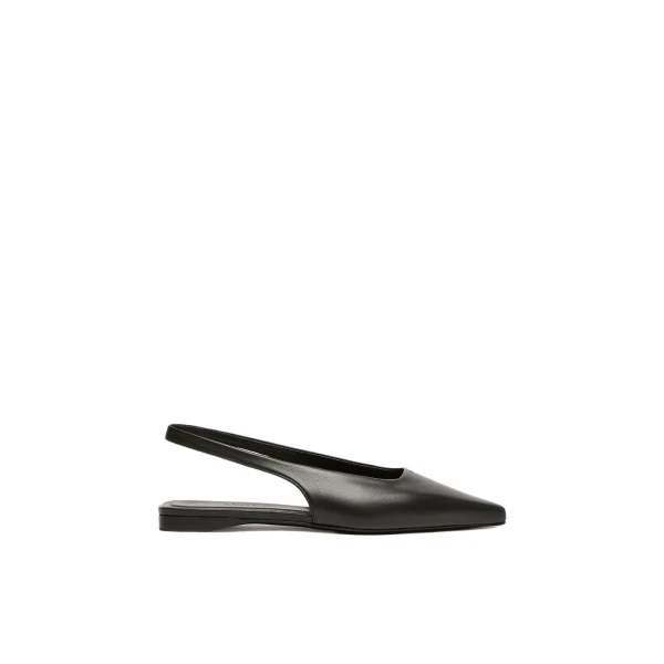 Manna Nappa Leather Flat Slingbacks in Black
